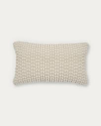 Mascarell cushion cover in white cotton and polypropylene, 30 x 50 cm