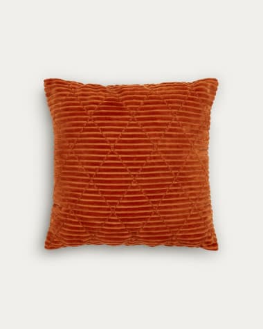 Mei orange velvet 100% cotton cushion cover 45 x 45cm