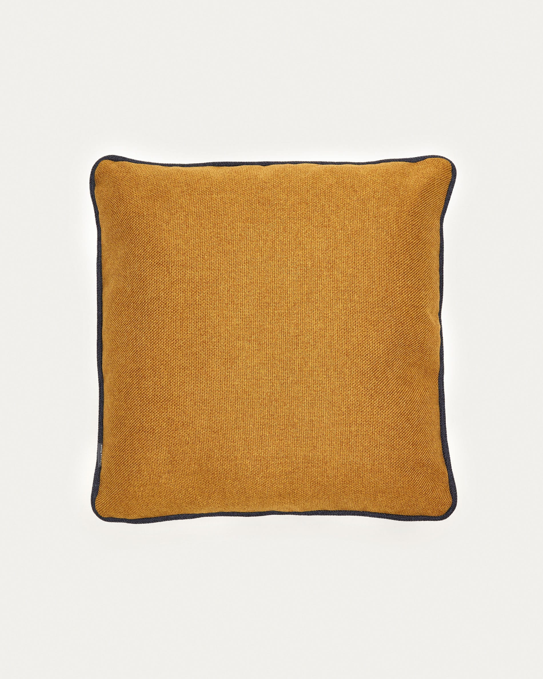 Viera cushion cover in mustard with a blue border 45 x 45 cm | Kave Home