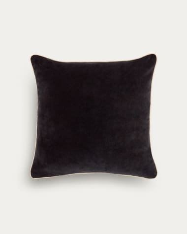 Federa cuscino Julina 100% cotone e velluto nero con bordo bianco 45 x 45 cm