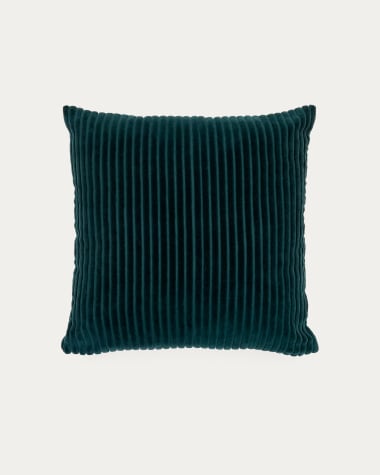 Federa cuscino Cadenet 100% cotone e fustagno verde scuro 45 x 45 cm