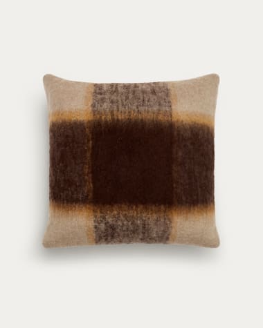 Maro check cushion cover grey and brown 45 x 45cm