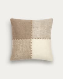 Munira check cushion cover with white and brown stitching 45 x 45cm