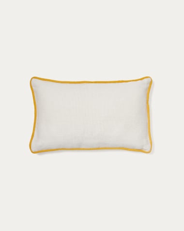 Capa de almofada Catius 100% PET branco com debrum amarelo 50 x 30 cm