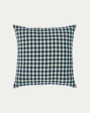 Yanil cushion cover 100% cotton green and blue squares 45 x 45 cm
