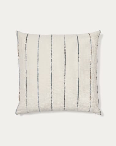 Satisa set of 2 ecru cotton cushion covers with stripes 50 x 50 cm