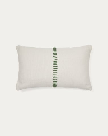 Ribellet white with green embroidery cushion cover - 100% PET 30 x 50 cm