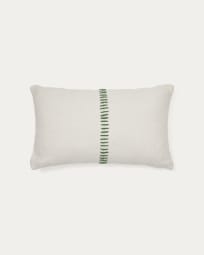Ribellet white with green embroidery cushion cover - 100% PET 30 x 50 cm