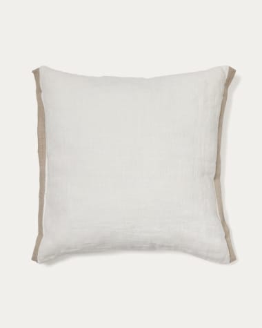 Suerta white and beige cushion cover, 100% linen, 45 x 45 cm