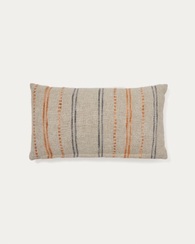 Setik blue and orange striped, linen cushion cover, 30 x 50 cm