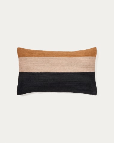 Saigua black and brown striped cushion cover 100% PET 30 x 50 cm