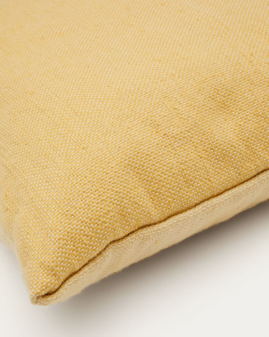 Cuscino per panca Margarida 100% cotone beige con stampa a righe senape 40  x 120 cm | Kave Home