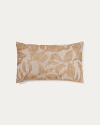 Sorima cushion cover in beige cotton and jute embroidery feature, 30 x 50 cm