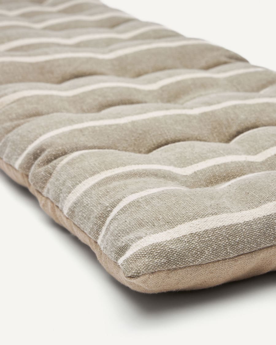Cuscino per panca Margarida 100% cotone beige con stampa a righe senape 40  x 120 cm | Kave Home