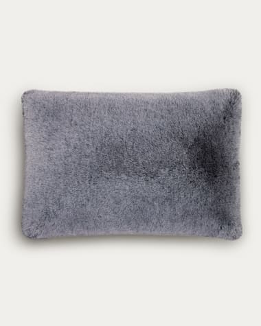 Stork cushion with dark grey fur 40 x 60 cm