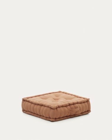Besalu floor cushion, 100% brown cotton, 60 x 60 cm