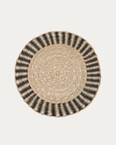 Arta set of 2 placemats made from natural fibres in a natural and black finish Ø35 cm