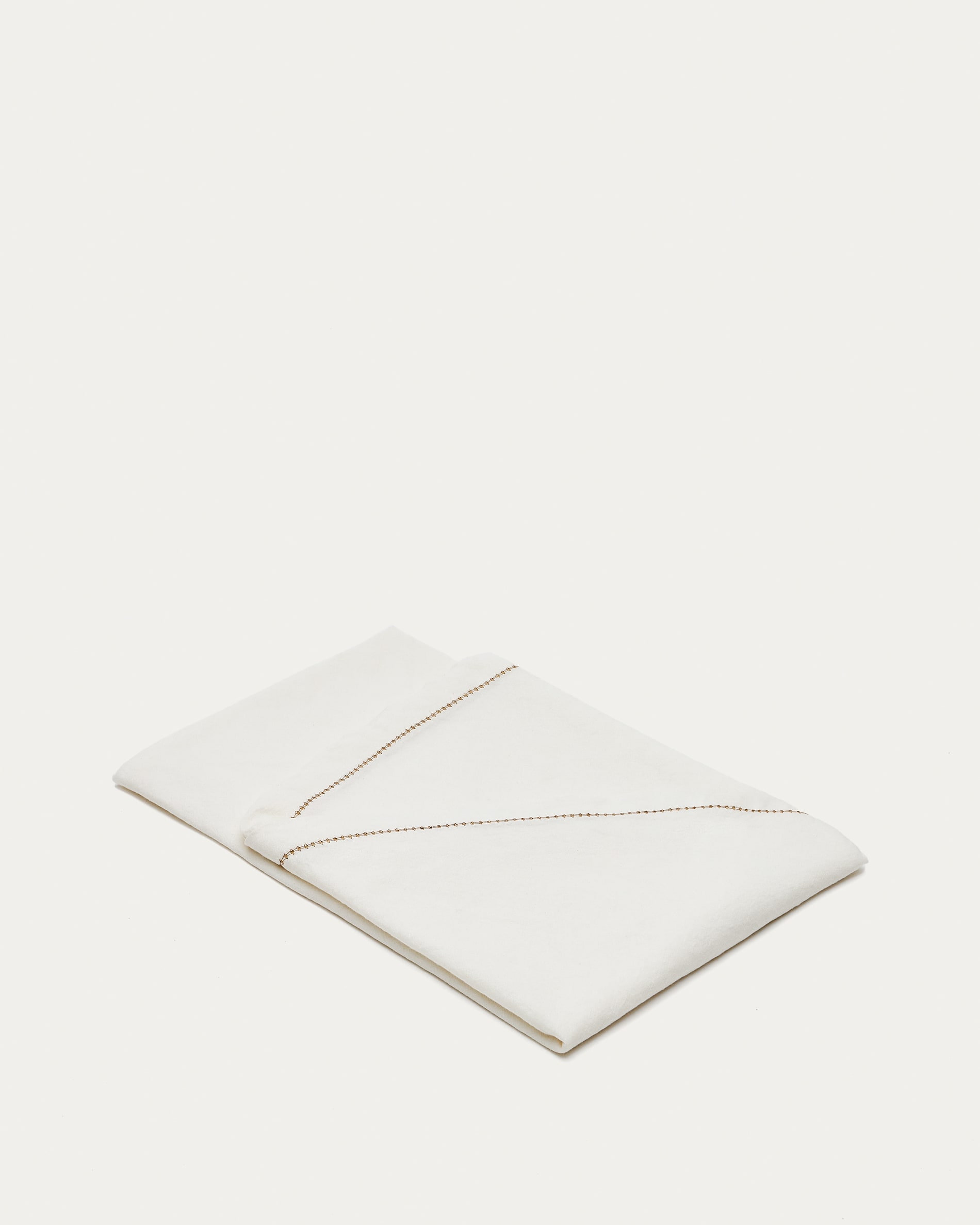 Malu runde Tischdecke aus Baumwolle und weißem Leinen mit beigem Stickerei  Ø150cm | Kave Home®