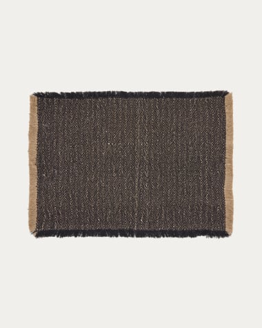 Silati set of 2 grey linen placemats with fringes