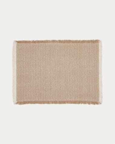 Silati set of 2 beige linen placemats with fringes