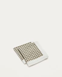 Madremanya set of 2 serviettes, 100% linen with green checkers and white edge