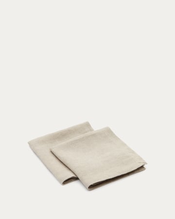 Lot Pals de 2 serviettes 100% lin beige