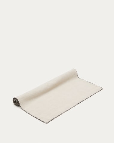 Caminho de mesa Sanpola de linho e algodão bege com bordado