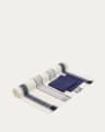 Sonima table runner and 2 napkin set, 100% cotton with beige and blue stripes