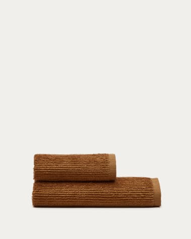 Petite serviette de bain Yeni 100 % coton marron 50 x 90 cm