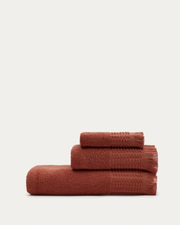 Veta 100% cotton hand towel in terracotta, 50 x 90 cm