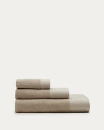Takeshi bath towel in 100% beige cotton 90 x 150 cm
