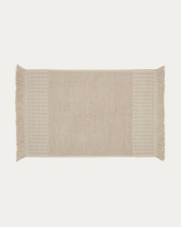 Veta bath mat in 100% beige cotton, 40 x 60 cm