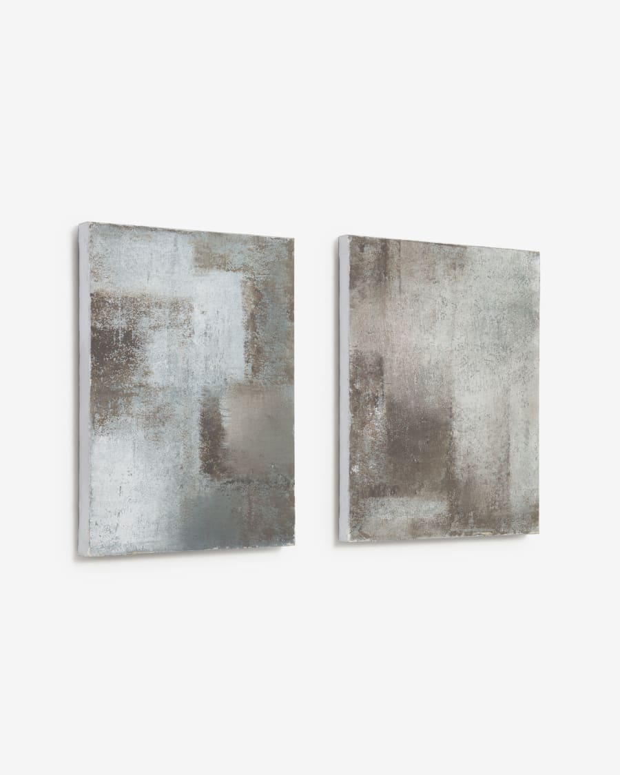 daarna Beide belediging Vinka set van 2 witte en grijze canvassen 30 x 40 cm | Kave Home