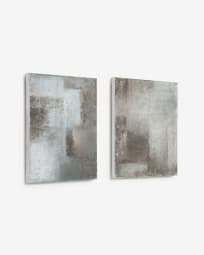 Vinka set van 2 witte en grijze canvassen 30 x 40 cm