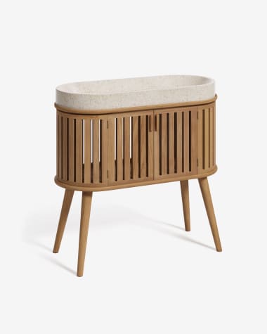 Moble de bany amb pica lavabo Rokia de fusta massissa de teca 90 x 80 cm