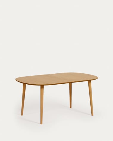 Mesa extensível Oqui em chapa de carvalho e pernas de madeira maciça 160 (260) x 100 cm