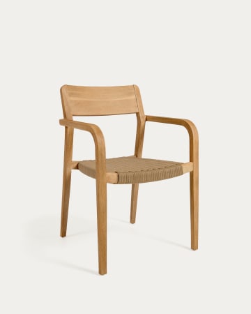 Better chair in solid acacia wood and beige rope