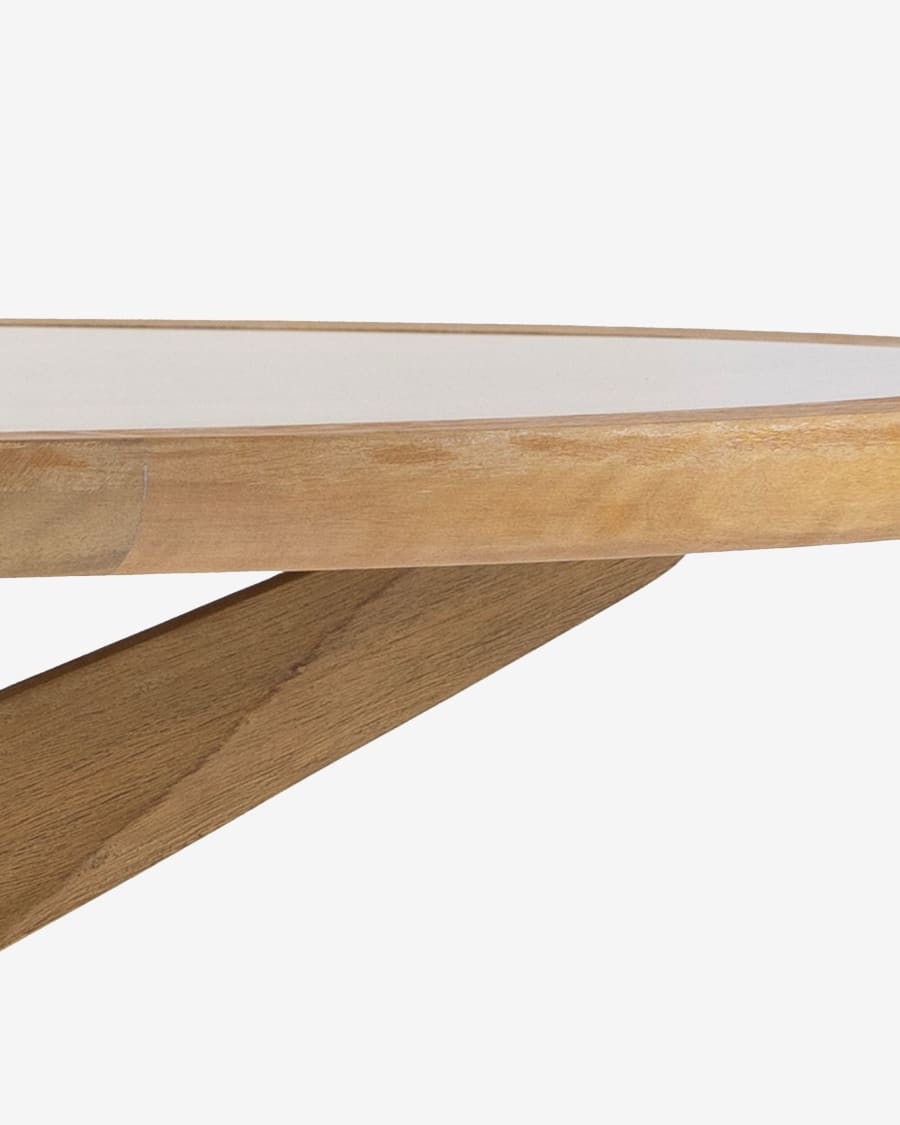 Tavolo rotondo Julieta in polycement beige e legno massiccio di acacia Ø  120 cm FSC 100%