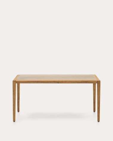 Besserer Tisch aus beigem Polyzement und massivem Akazienholz 200 x 90 cm FSC 100%