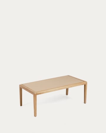 Table basse Better en polyconcrete beige et bois d'acacia 120 x 70 cm