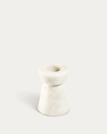 Varinia kleiner Kerzenständer aus weißem Marmor