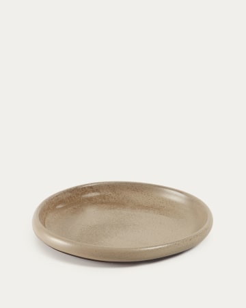 Płaski talerz Tersilia ceramiczny brązowy