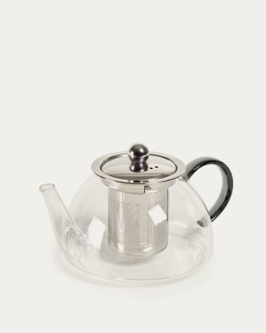 Eumelia transparent and grey glass teapot