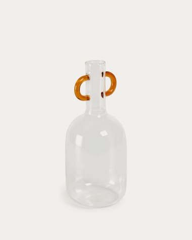Yumalay Vase aus transparentem und orangem Glas 14,5 cm