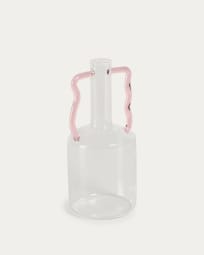 Yumalay glass vase, transparent and pink, 22 cm