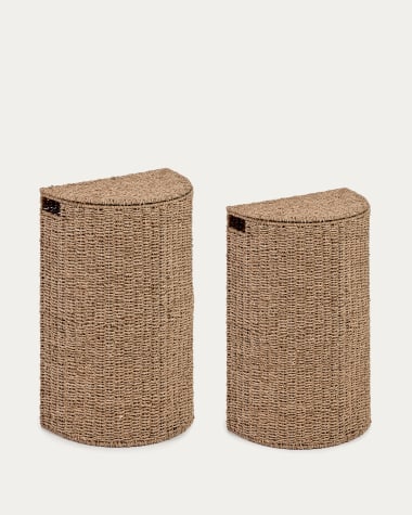 Nazaria Set aus 2 Wäschekörben aus Naturfasern mit natürlichen Finish 54 cm / 58 cm