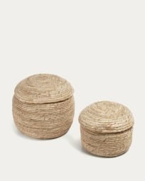 Sumy set of 2 corn leaf boxes, with a natural finish