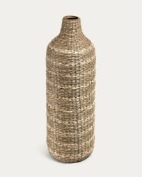 Umma large bamboo vase, with natural fibres and a natural finish
