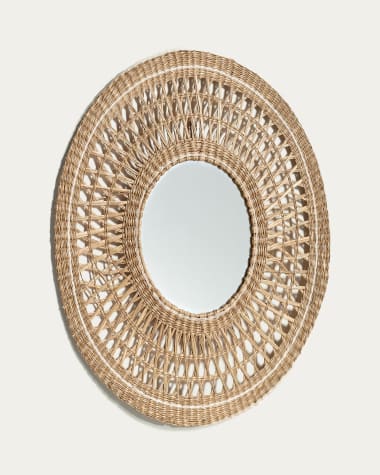 Miroir Verena en fibres naturelles finition naturelle et blanche Ø 60 cm