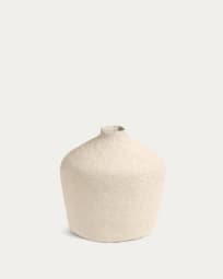 Candida cotton maché vase in beige, 20 cm